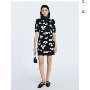 Scoop Women's Jacquard Floral Sweater Mini Dress with Short SleevesSizes XS(0-2)